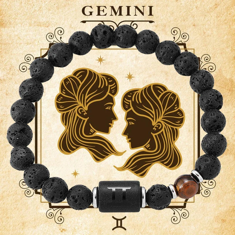 12 Zodiac Signs Natural Gemstone Bracelets For Friendship