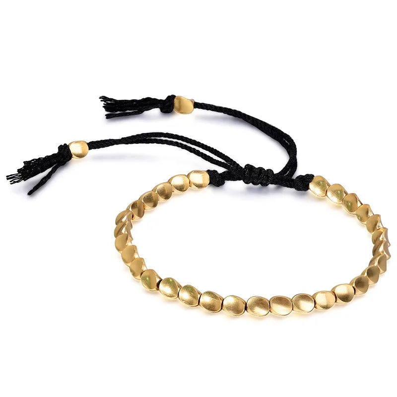 Handmade Tibetan Copper Bead Bracelet Buddhist Rope Amulet