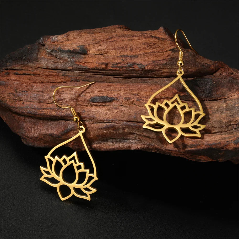 Lotus Drop Earrings - Spiritual Balance Energy