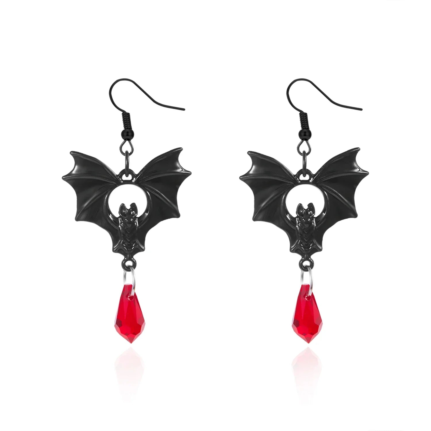 Vampire Bat Red Crystal Earrings