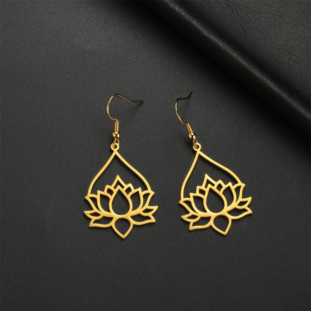 Lotus Drop Earrings - Spiritual Balance Energy