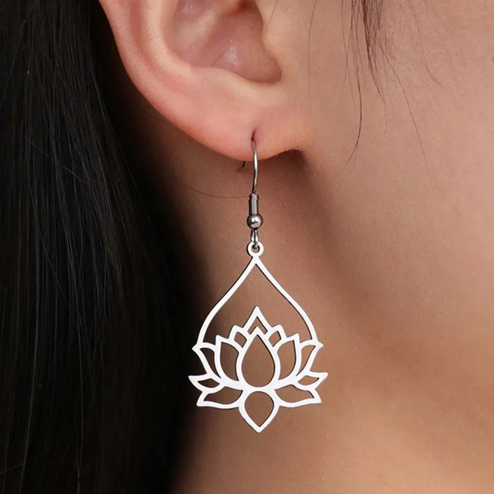 Lotus Drop Earrings - Spiritual Balance Energy