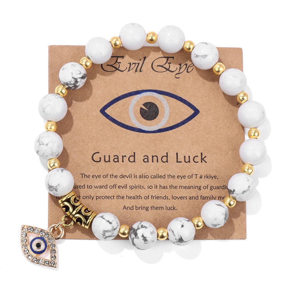 Natural Evil Eye Beads Bracelet Protection Gift For Women