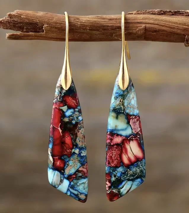 Boho Teardrop Coloured Stone Earrings