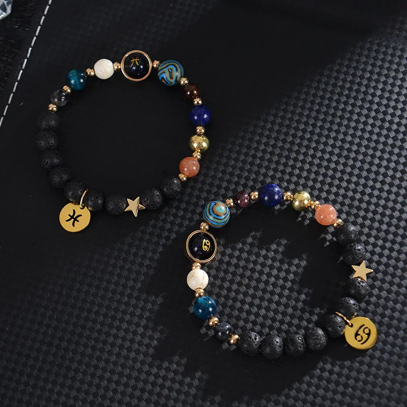 Handcrafted Natural Crystal Zodiac Bracelet For Women