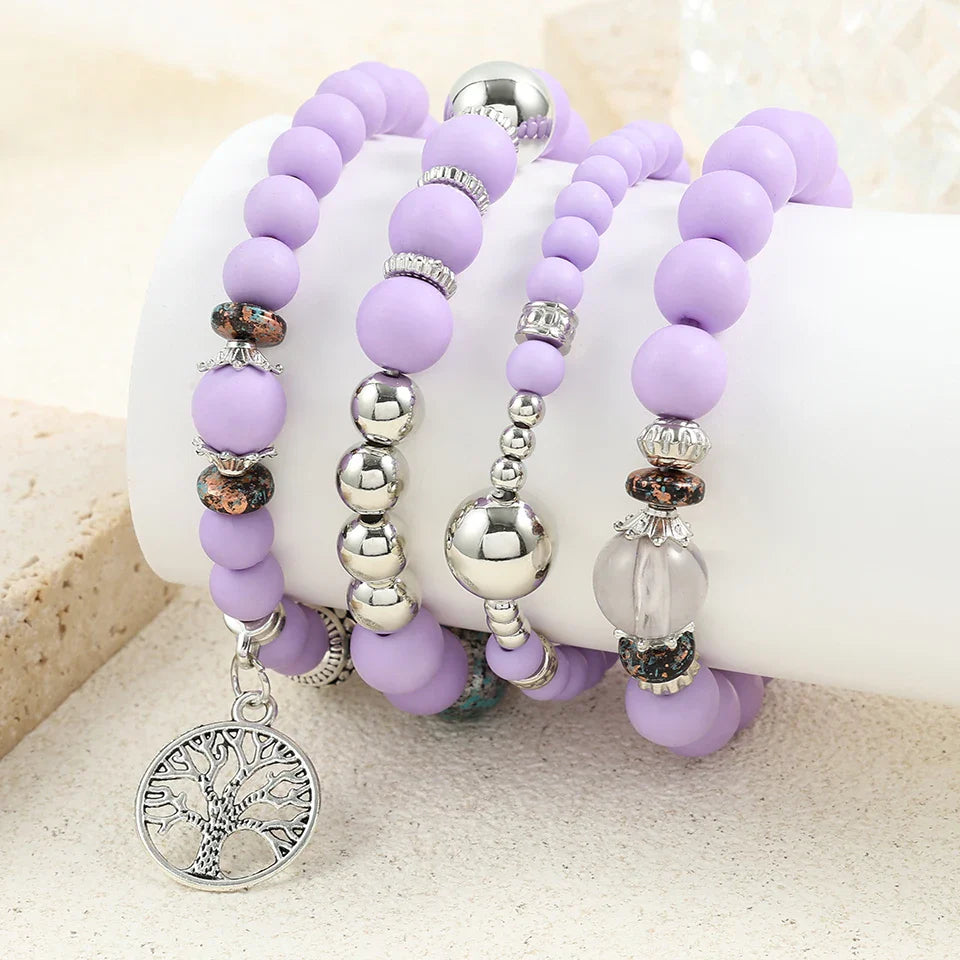 Handcrafted Natural Crystal and Wooden Bead Bracelet for Men and Women