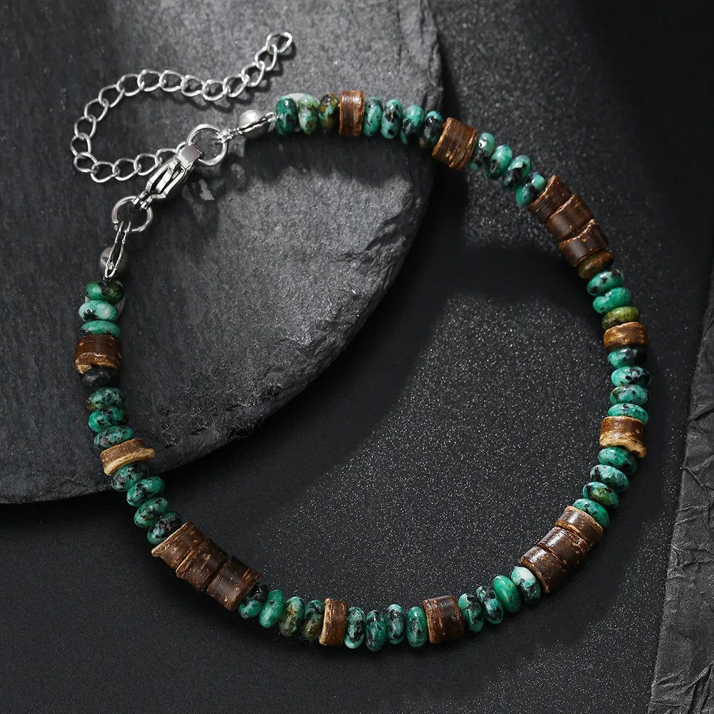 Bohemian Elastic Men's Bracelet Wood Pearl Coconut Shell