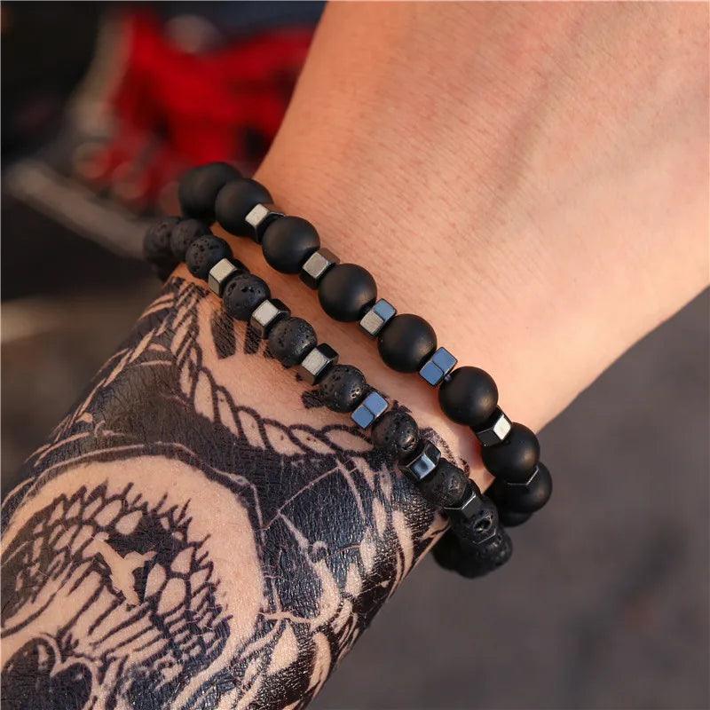 Tiger Eye Lava Agate Bracelets Men Women Balance