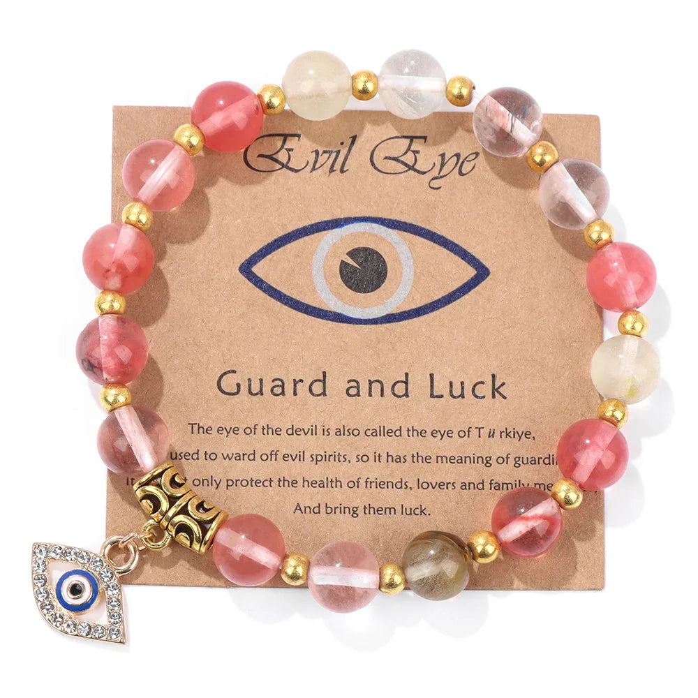 Natural Evil Eye Beads Bracelet Protection Gift For Women
