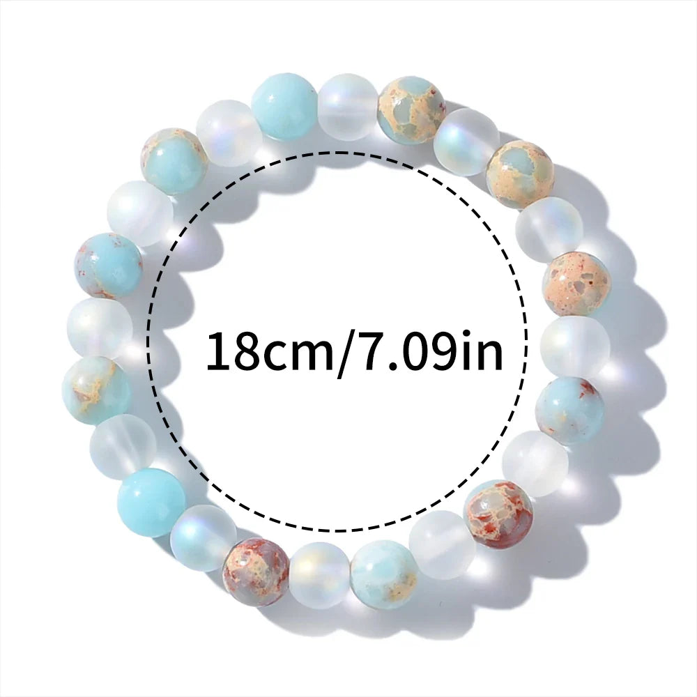 Aura Quartz Ocean Sediment Bracelet Unisex Crystal Jewelry