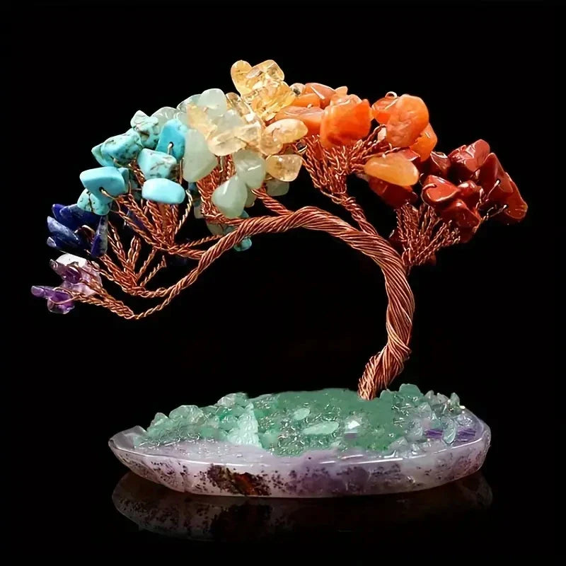 Elegant Handcrafted Natural Agate Crystal Feng Shui Fortune Tree