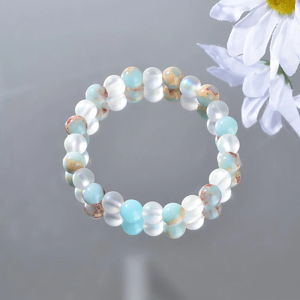 Aura Quartz Ocean Sediment Bracelet Unisex Crystal Jewelry