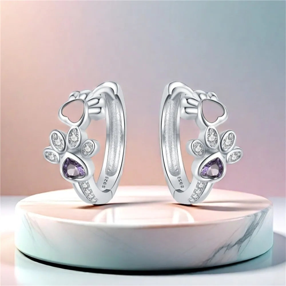 Paw Hoop Earrings – Zirconia & Heartstone Jewelry for Women