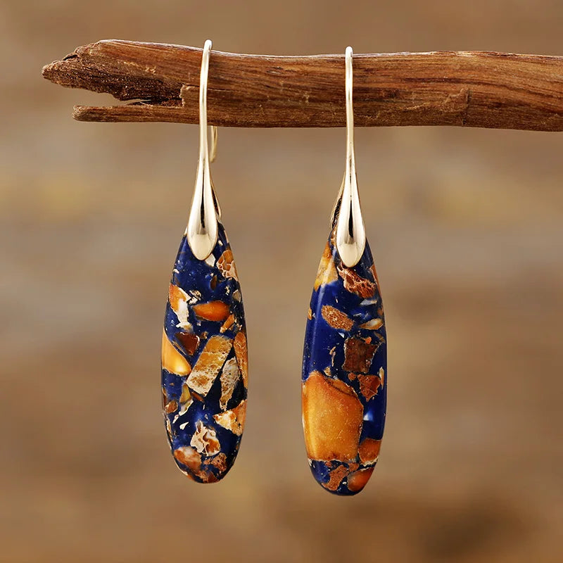 Boho Teardrop Coloured Stone Earrings