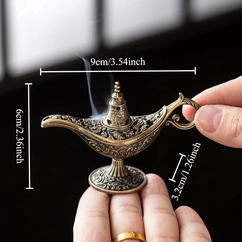 Aladdin Genie Lamp Incense Burner Alloy Tea Ceremony Decor