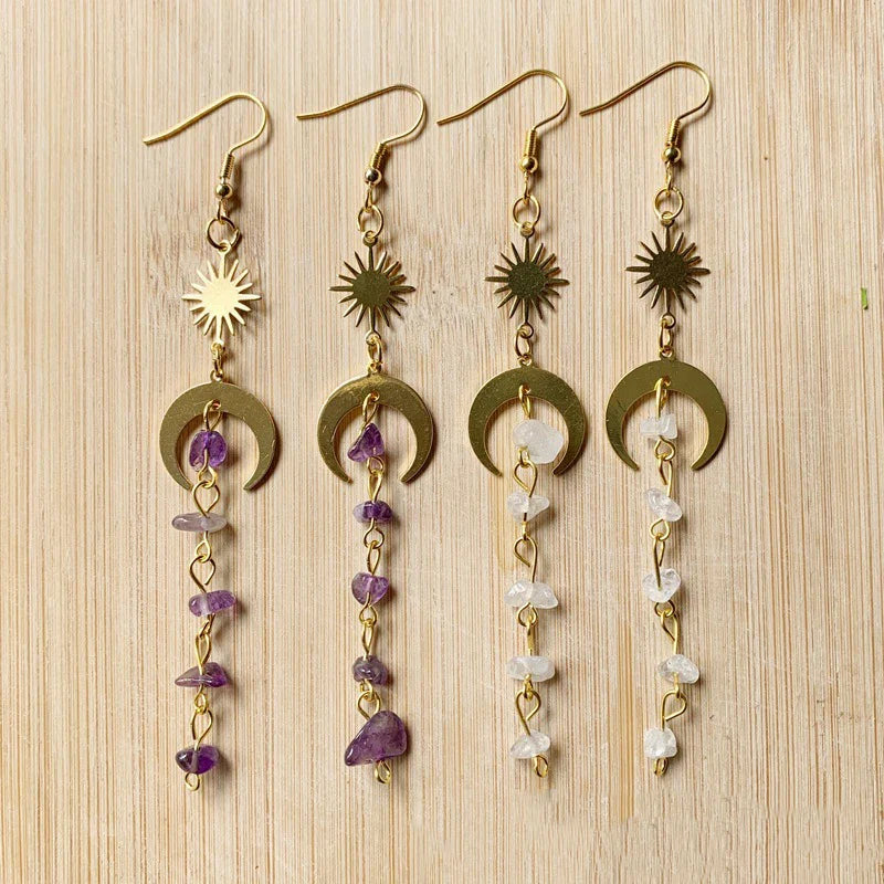 Bohemian Sun Moon Earrings