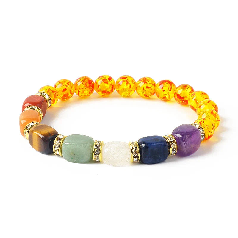 Natural Stone 7 Chakra Tiger Eye Hematite Bracelet