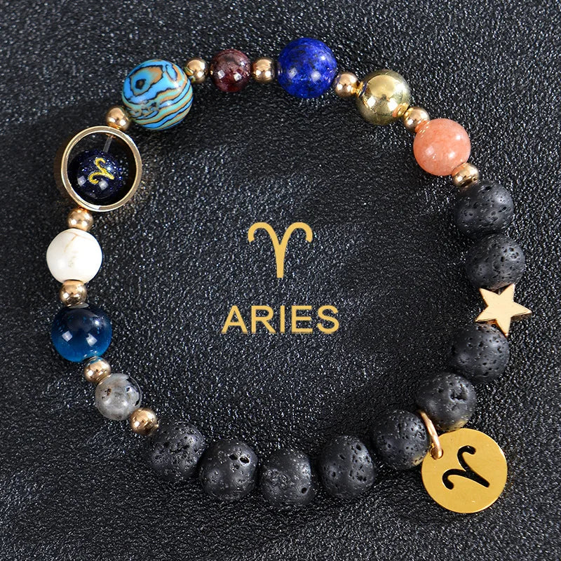 Handcrafted Natural Crystal Zodiac Bracelet For Women