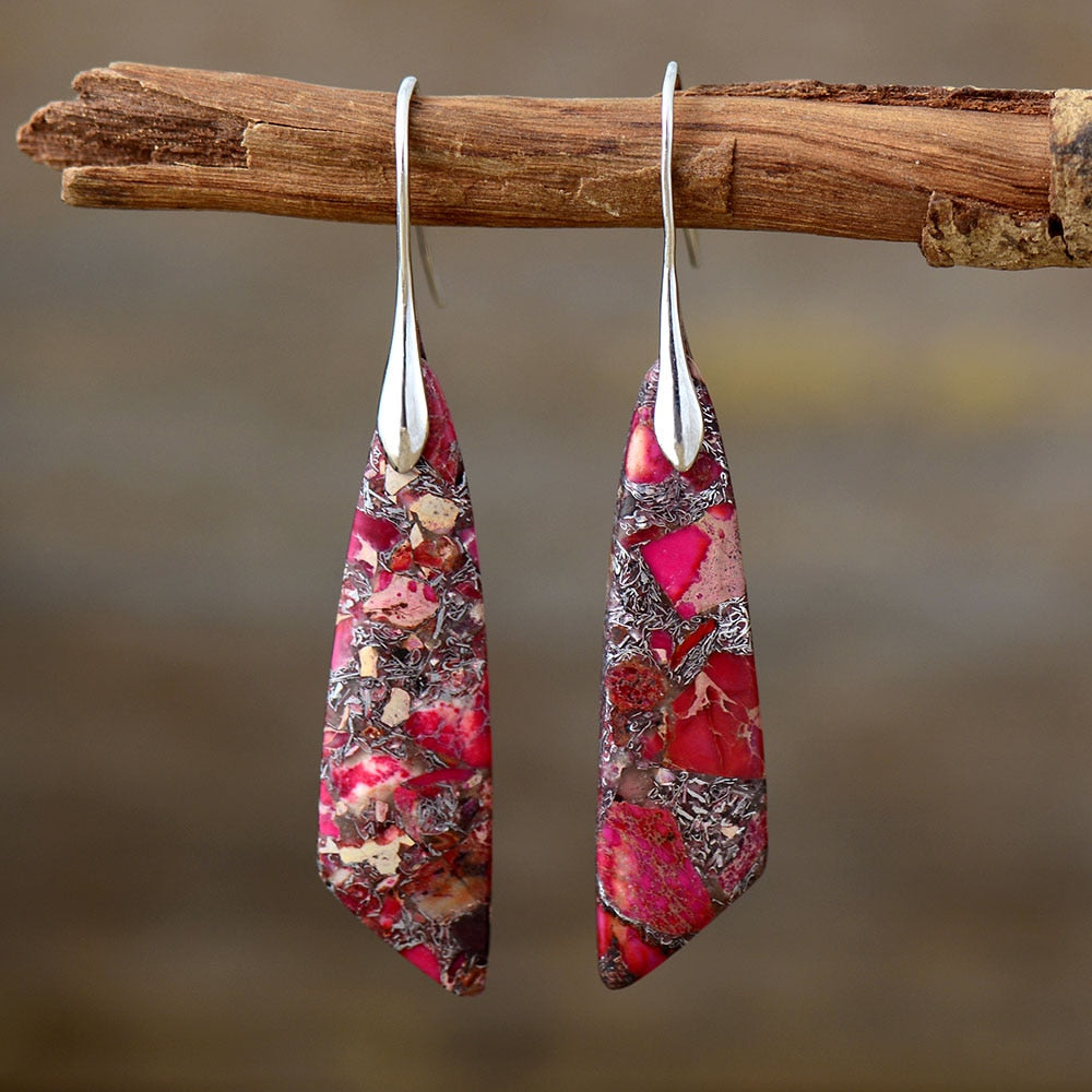 Imperial Jasper Zeya Earrings - Red