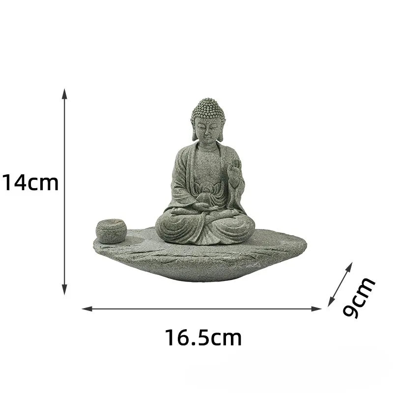 Meditating Buddha Statue Zen Decor Incense Holder Home Desk