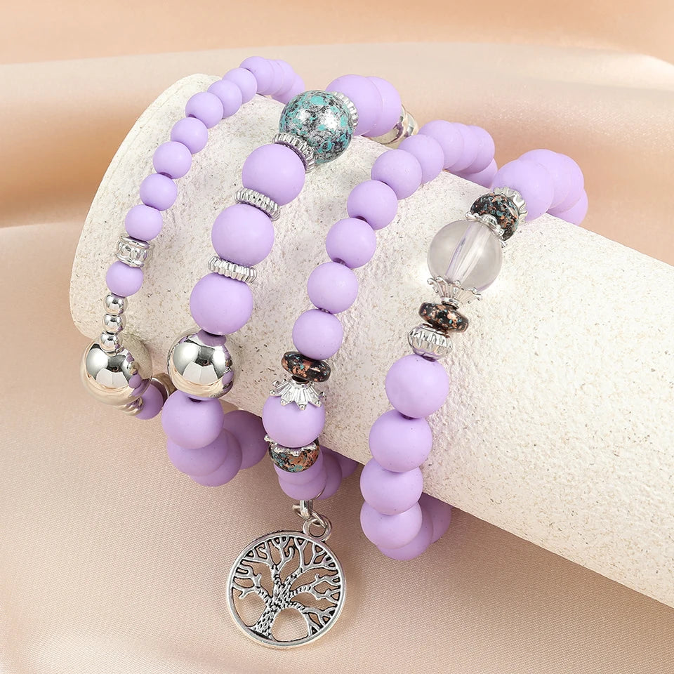 Handcrafted Natural Crystal and Wooden Bead Bracelet for Men and Women