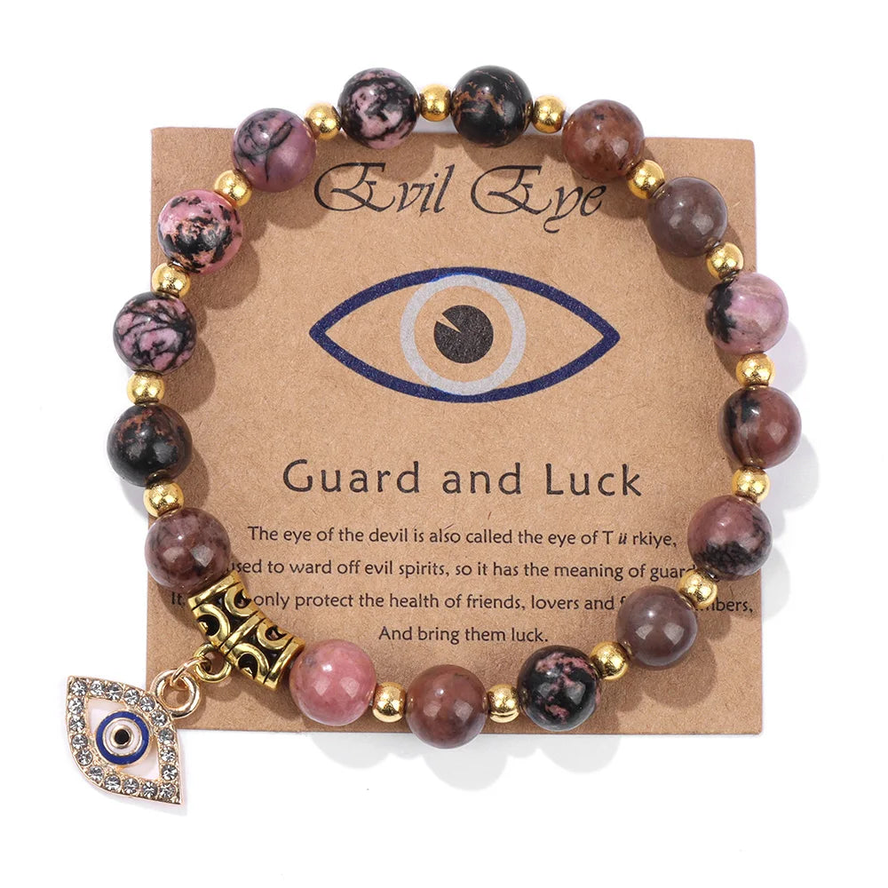 Natural Evil Eye Beads Bracelet Protection Gift For Women