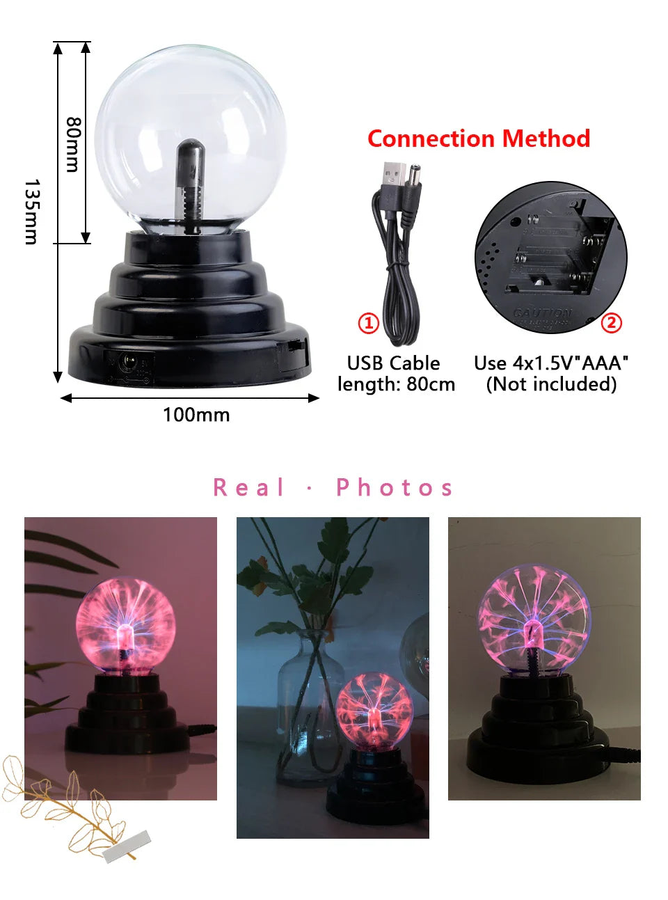 Magic Crystal Plasma Ball Lamp 3 Inch LED Night Light Kid Birthday Christmas Gift Lighting Bedroom Decor Novelty Lamp