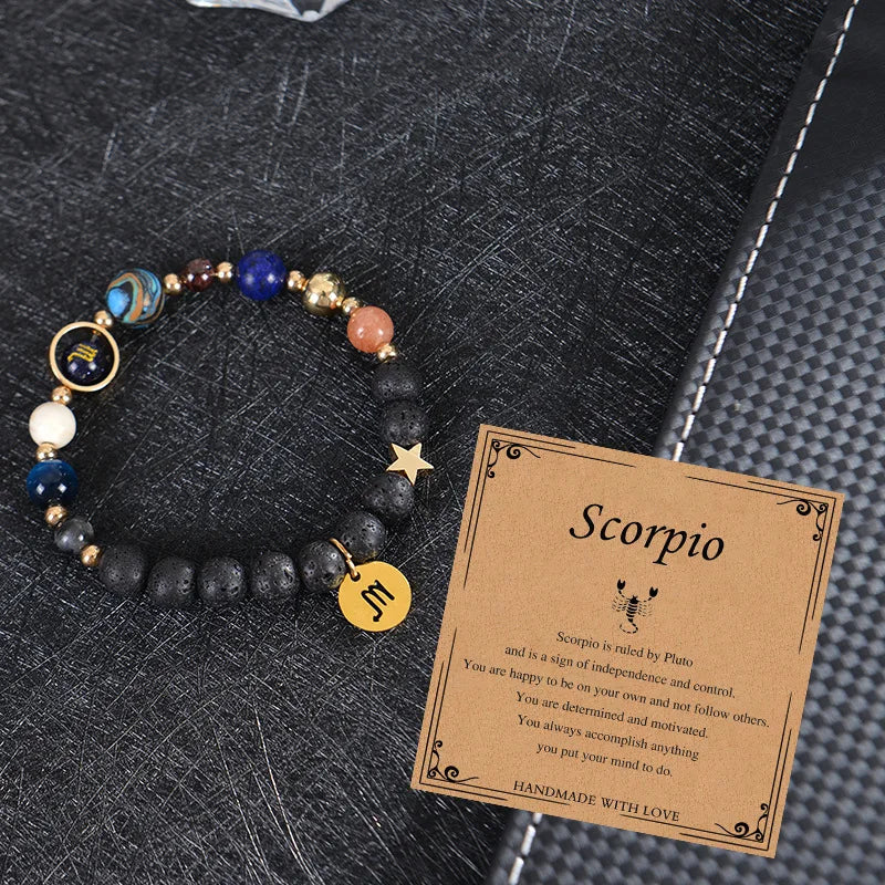 Handcrafted Natural Crystal Zodiac Bracelet For Women
