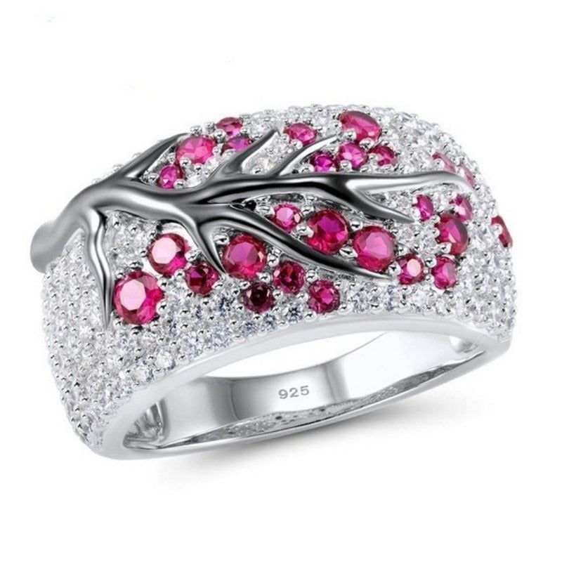 Cubic Zirconia Love And Harmony Handmade Plum Blossom Ring