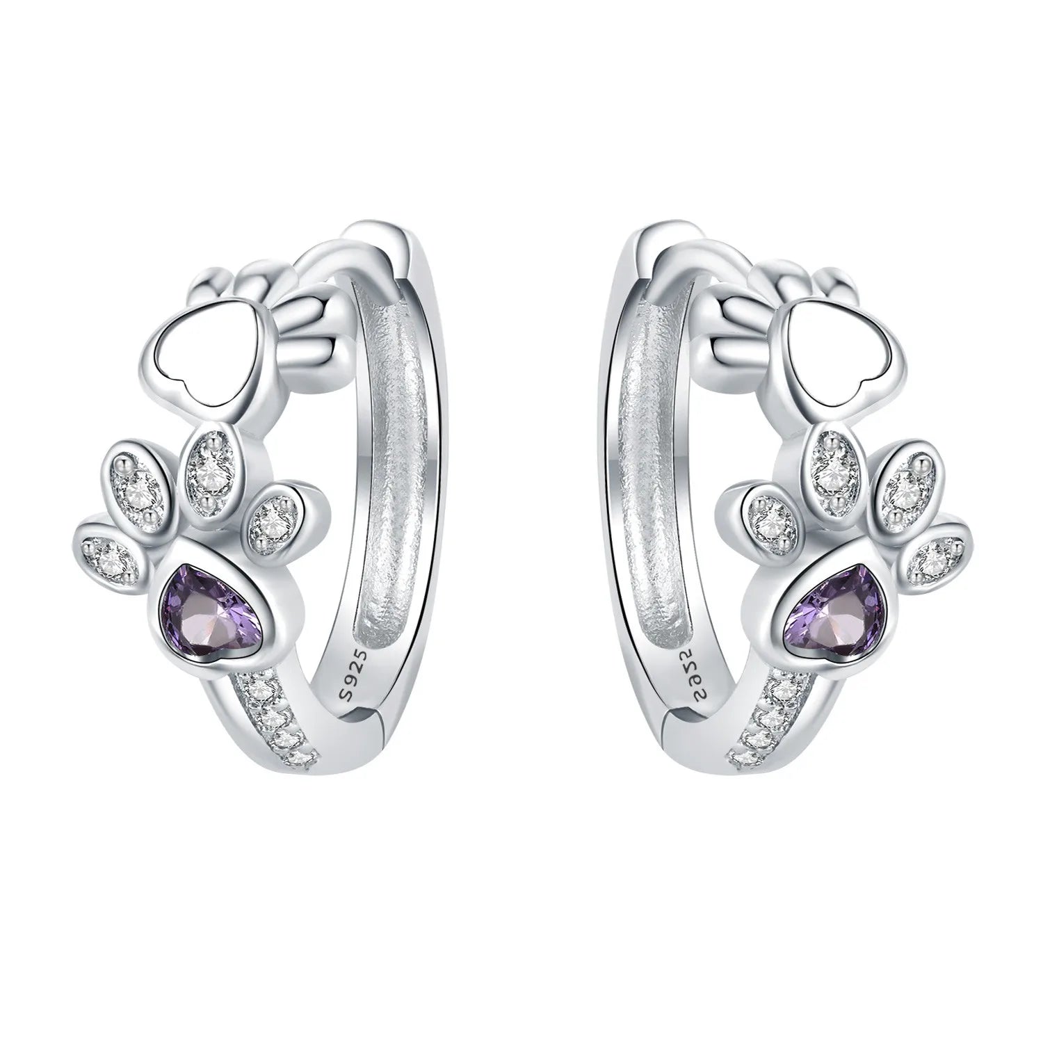 Paw Hoop Earrings – Zirconia & Heartstone Jewelry for Women