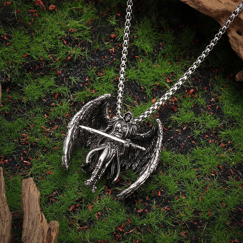 Black Onyx Archangel Protection Pendant For Men