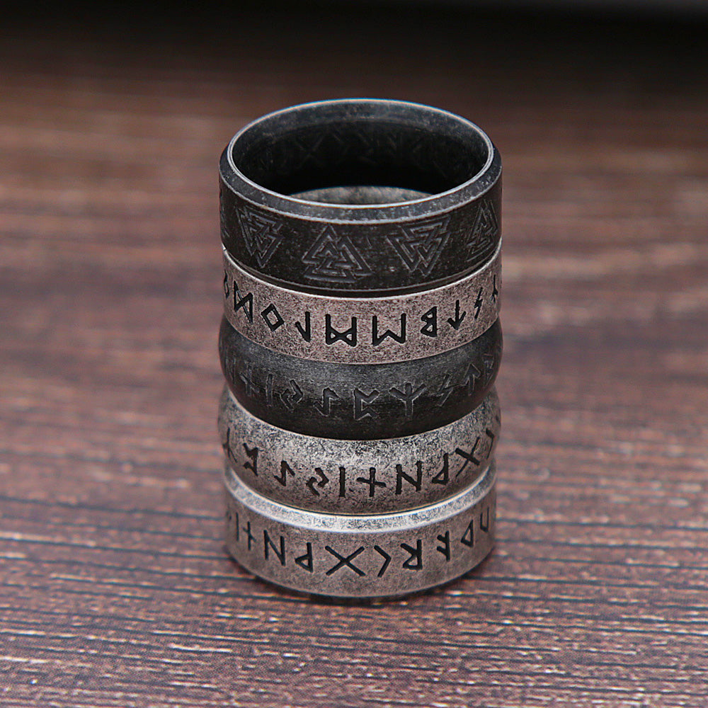 Retro Viking Rune Ring Unisex 316L Stainless Steel Odin