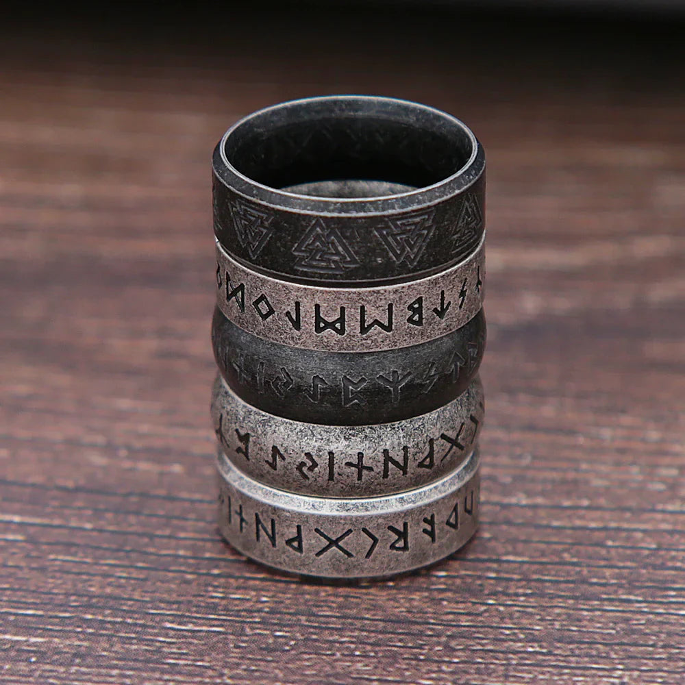 Retro Viking Rune Ring Unisex 316L Stainless Steel Odin