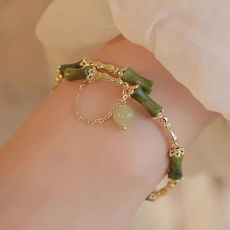 Green Bamboo Serenity Bracelet – Symbol of Calm & Growth