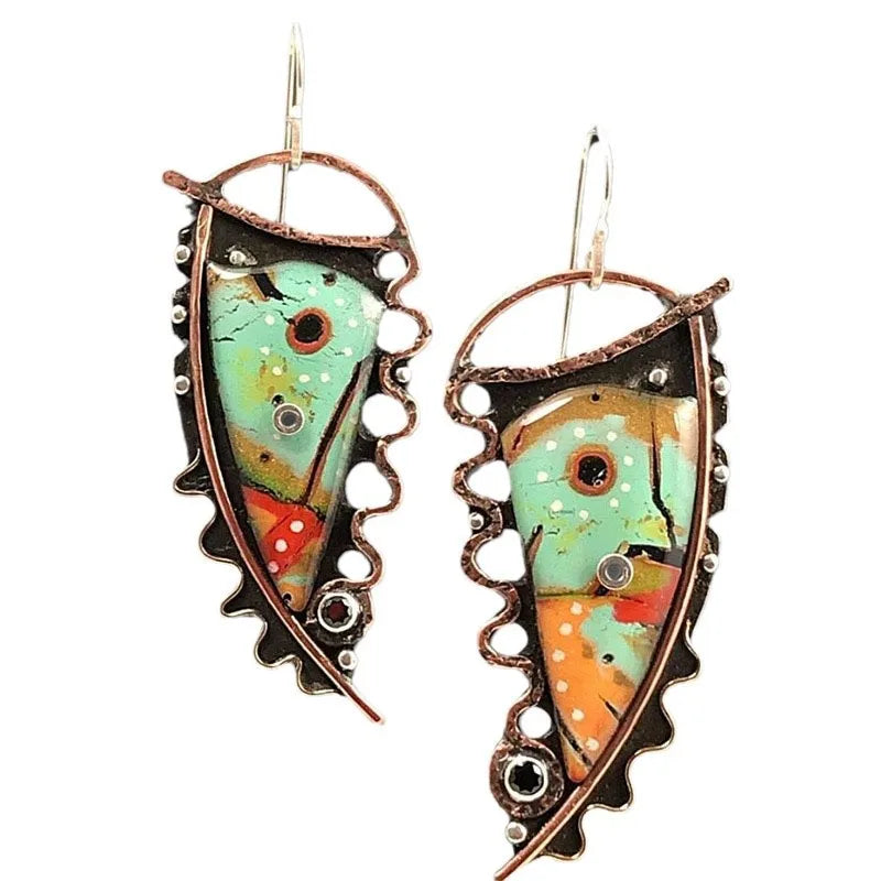 Retro painting style earrings