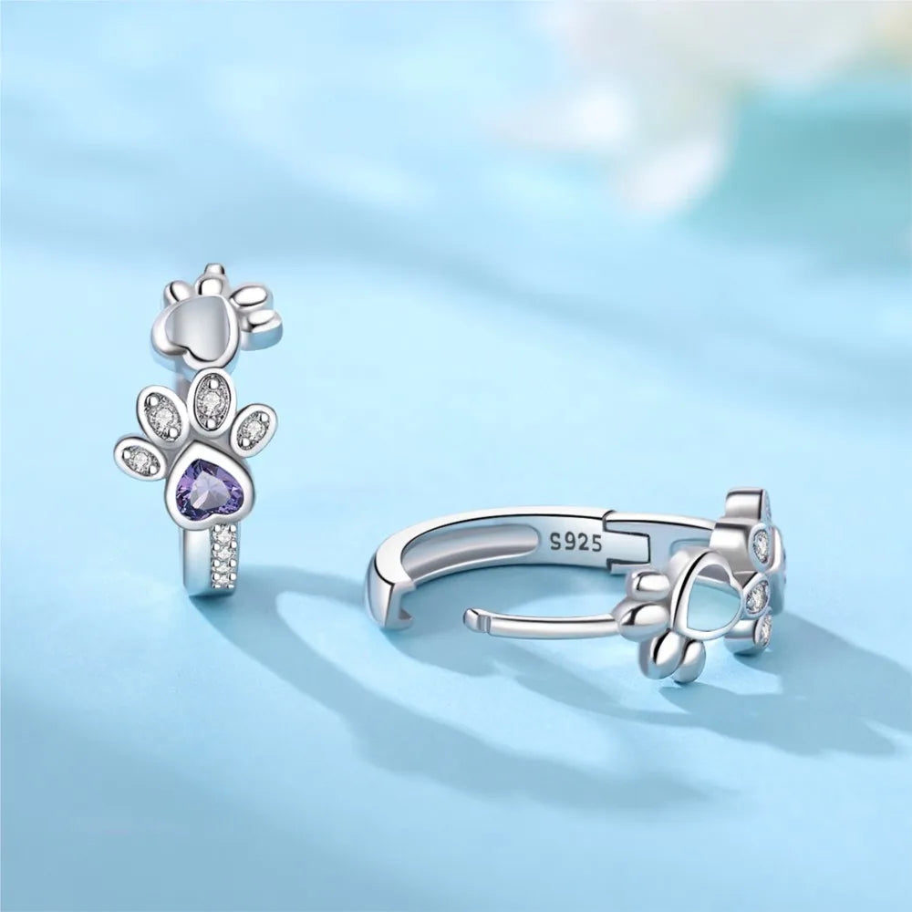 Paw Hoop Earrings – Zirconia & Heartstone Jewelry for Women