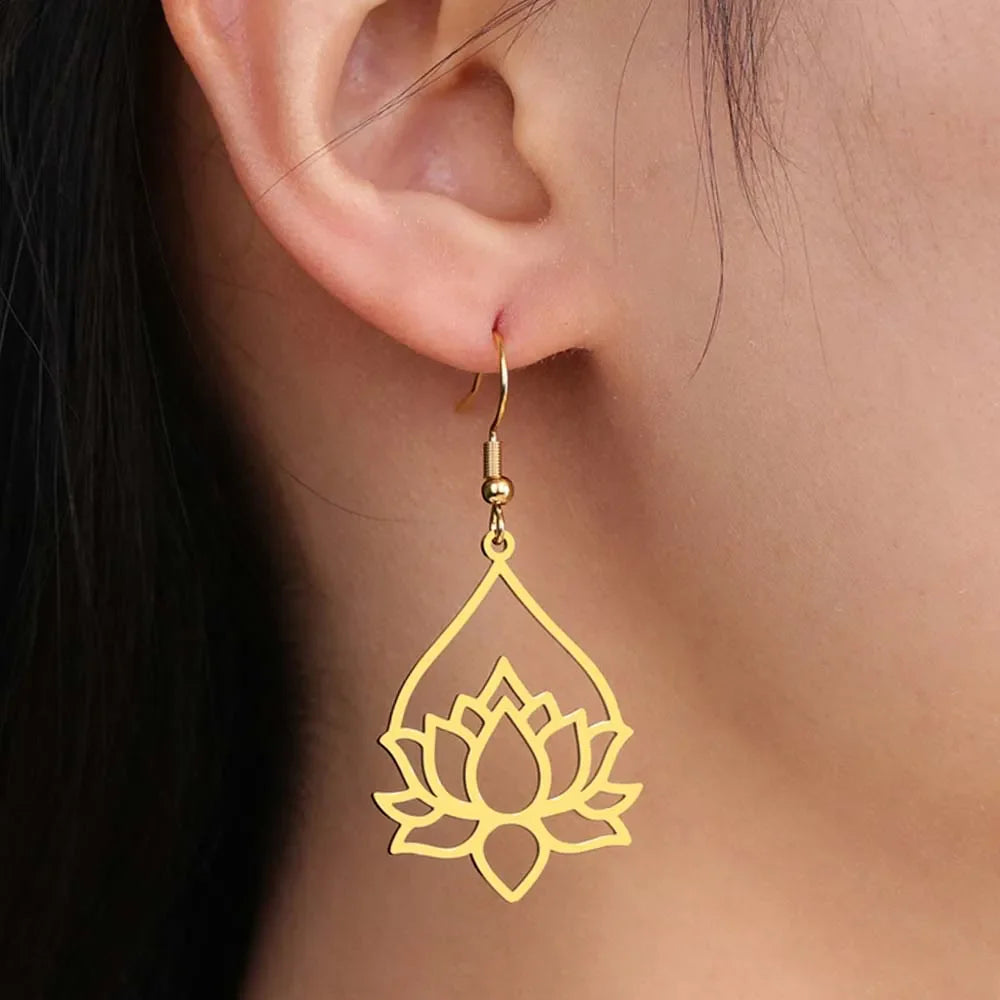Lotus Drop Earrings - Spiritual Balance Energy