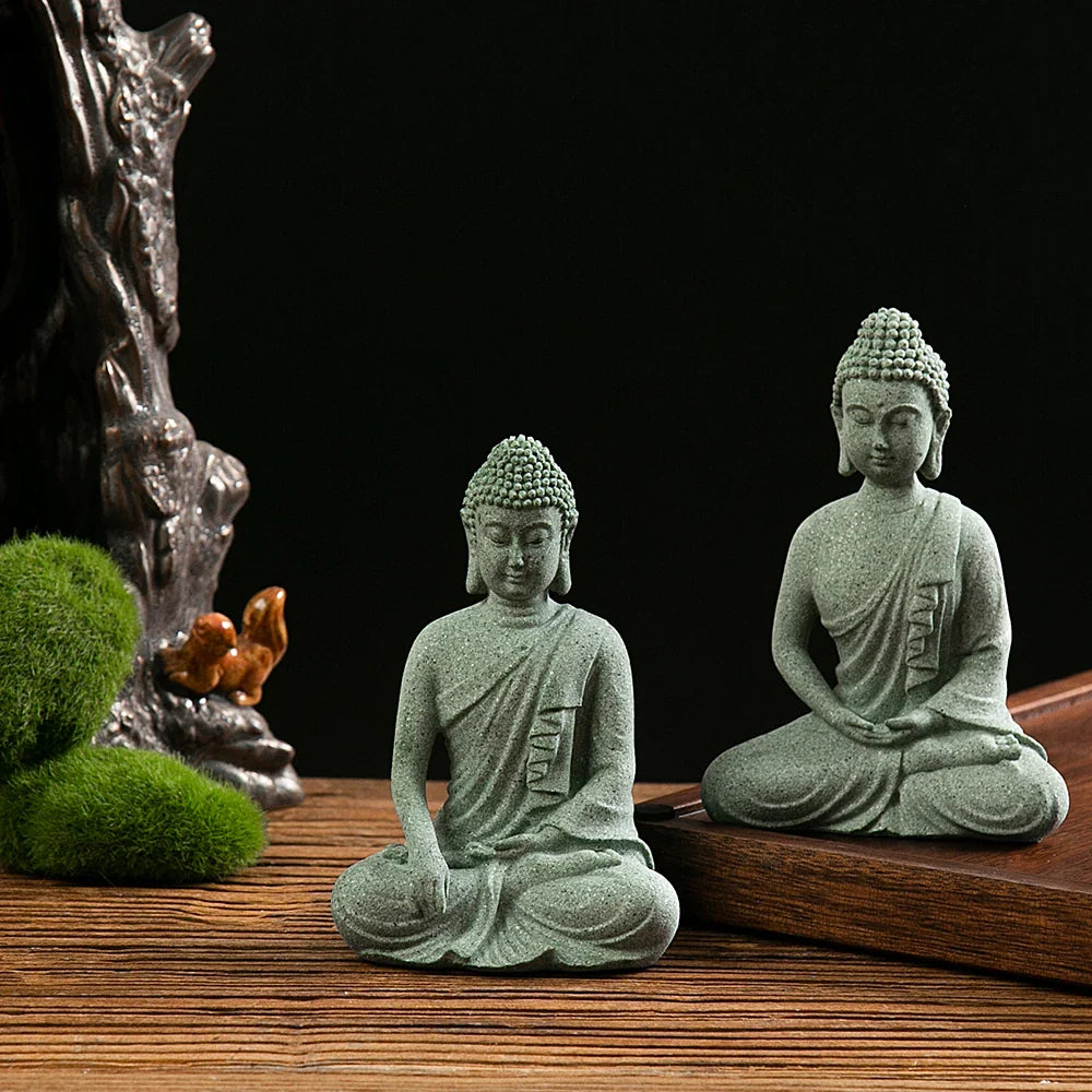 Small Buddha Statue Mini Fish Tank Zen Decor Desk Topper