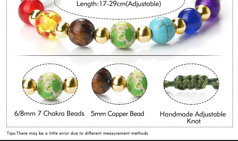 7 Chakra Gemstone Bracelet For Balance Unisex