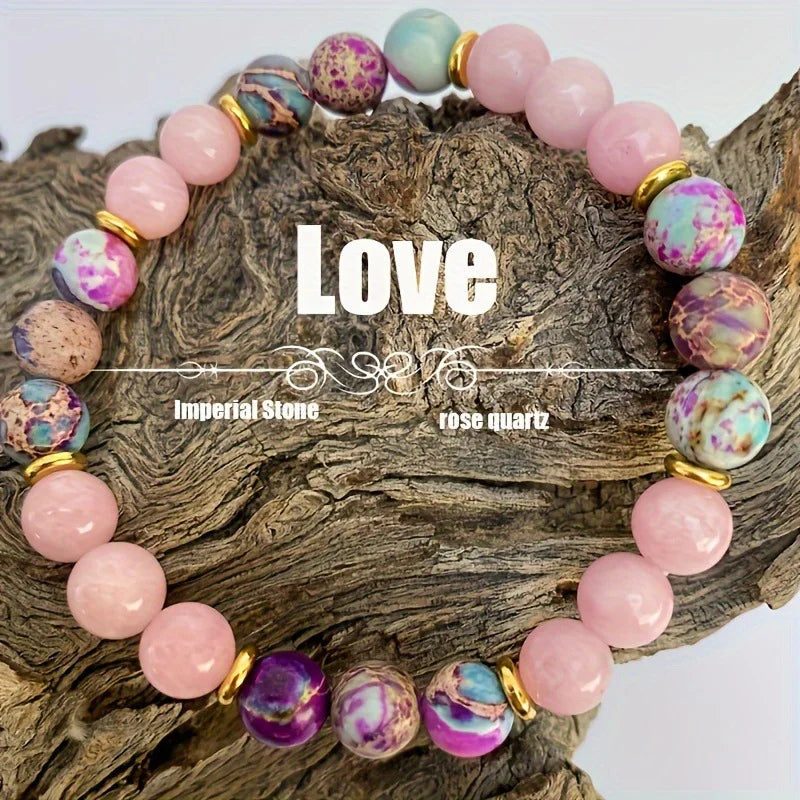 Attract Love Bracelet Colorful Imperial Jasper Rose Quartz