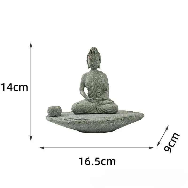 Meditating Buddha Statue Zen Decor Incense Holder Home Desk