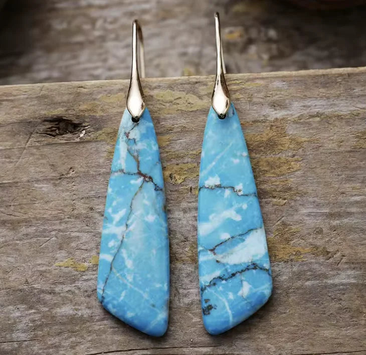 Boho Teardrop Coloured Stone Earrings