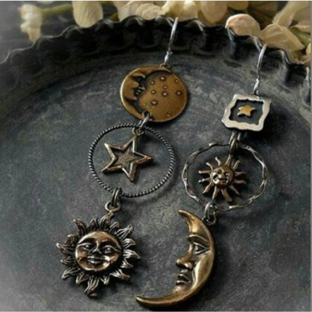 Vintage Sun Moon Earrings