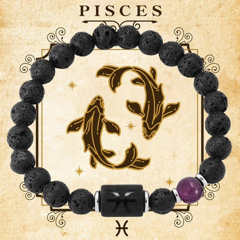 12 Zodiac Signs Natural Gemstone Bracelets For Friendship