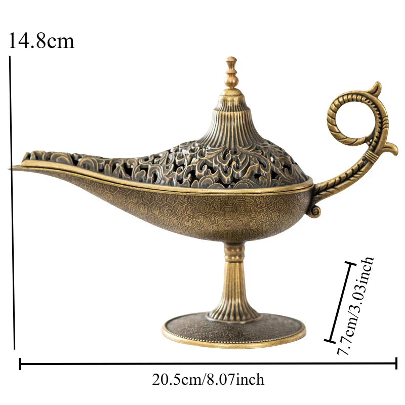 Aladdin Genie Lamp Incense Burner Alloy Tea Ceremony Decor