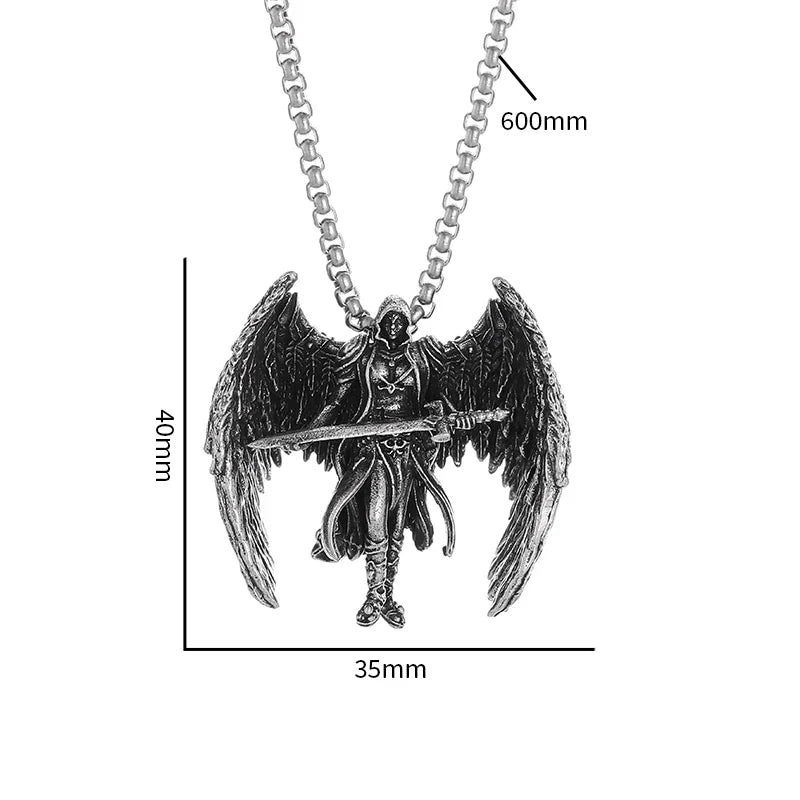 Black Onyx Archangel Protection Pendant For Men