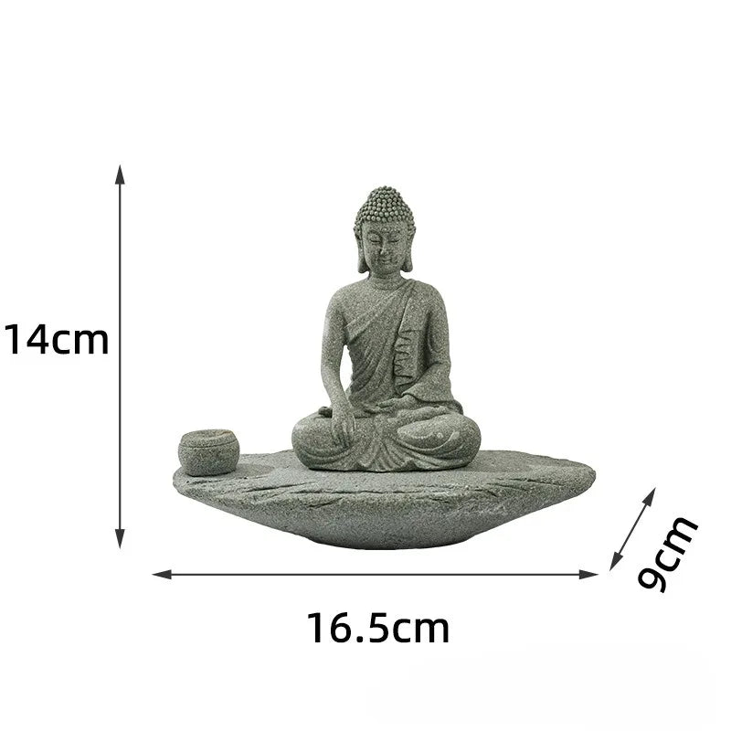 Meditating Buddha Statue Zen Decor Incense Holder Home Desk