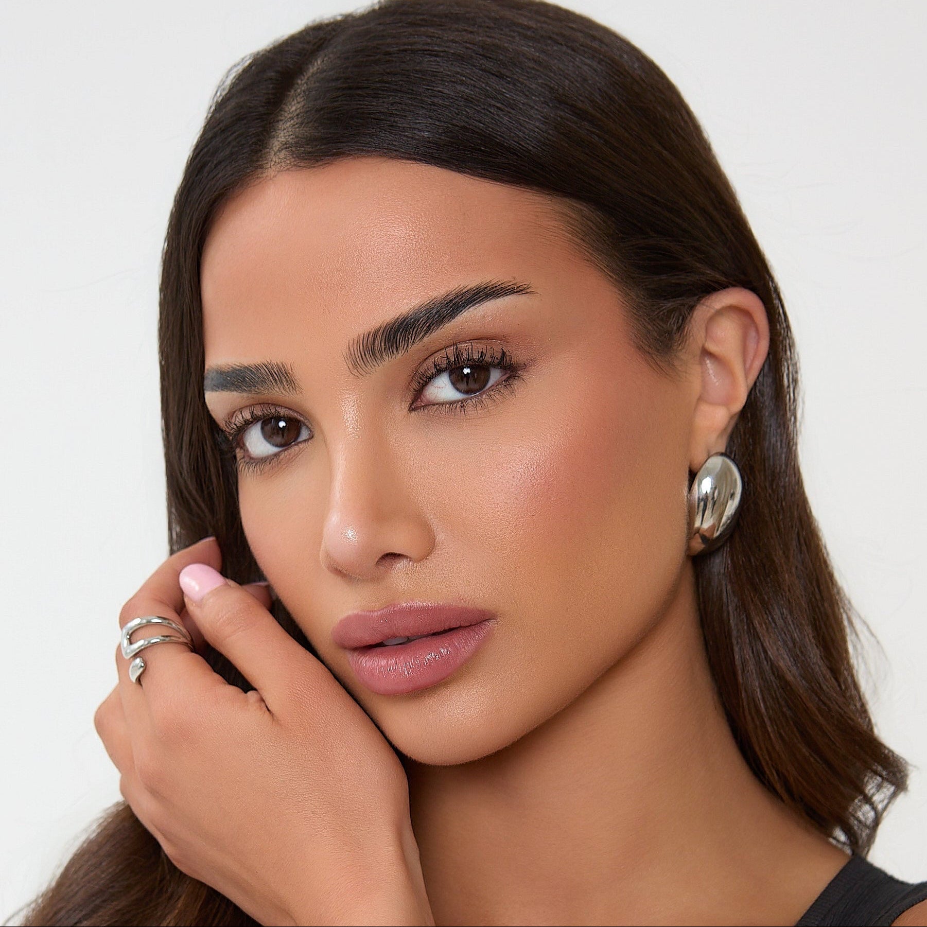 SILVER OVAL EARRINGS