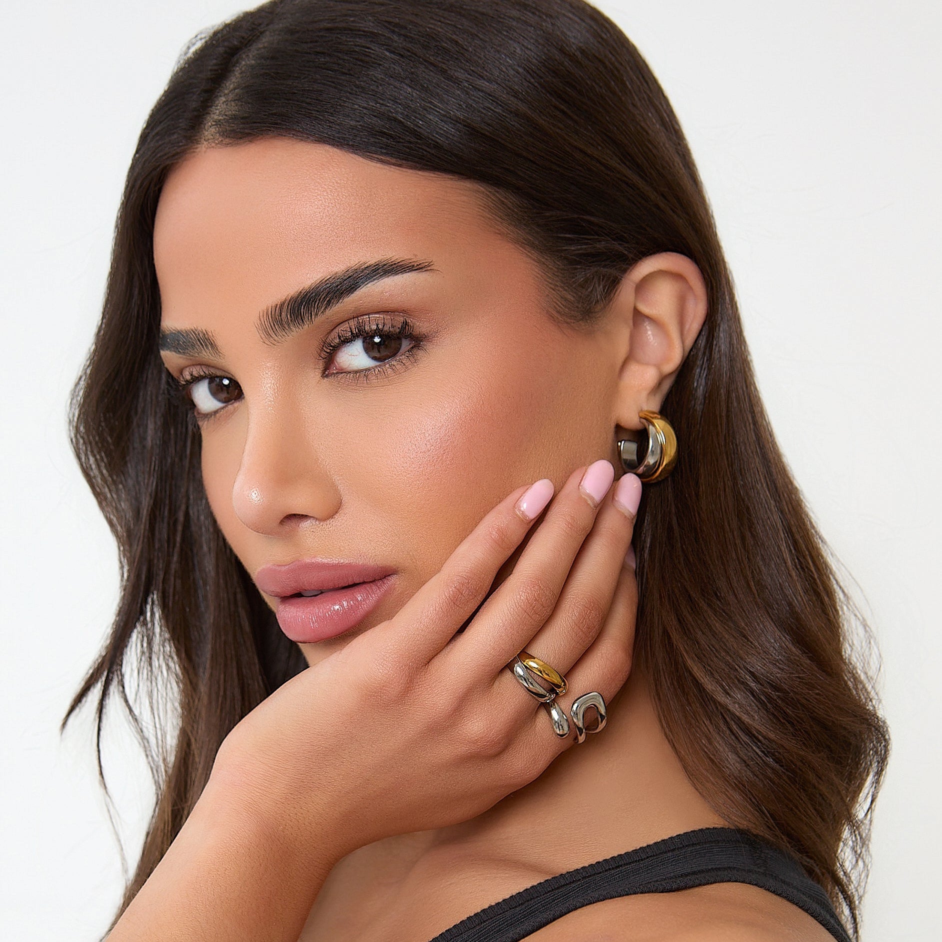 TWO TONE HOOP EARRINGS