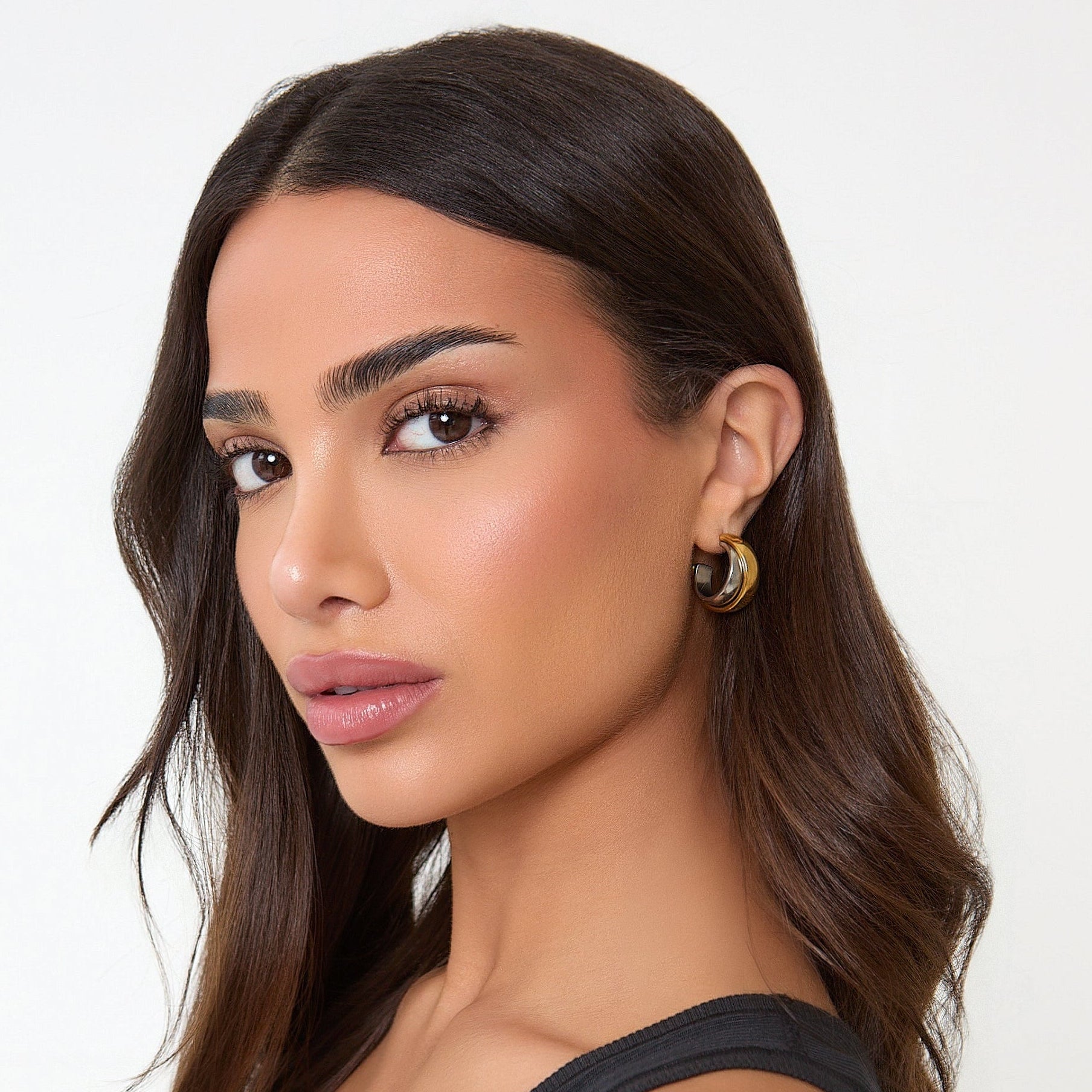 TWO TONE HOOP EARRINGS